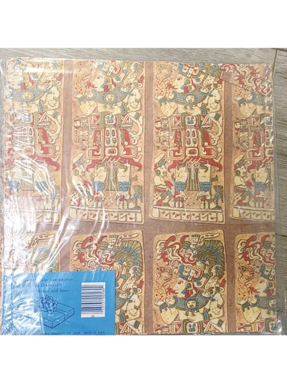 Vtg Charm Craft K'inich Janaab Mayan King Mexico Gfit Wrapping Paper Scrapbook